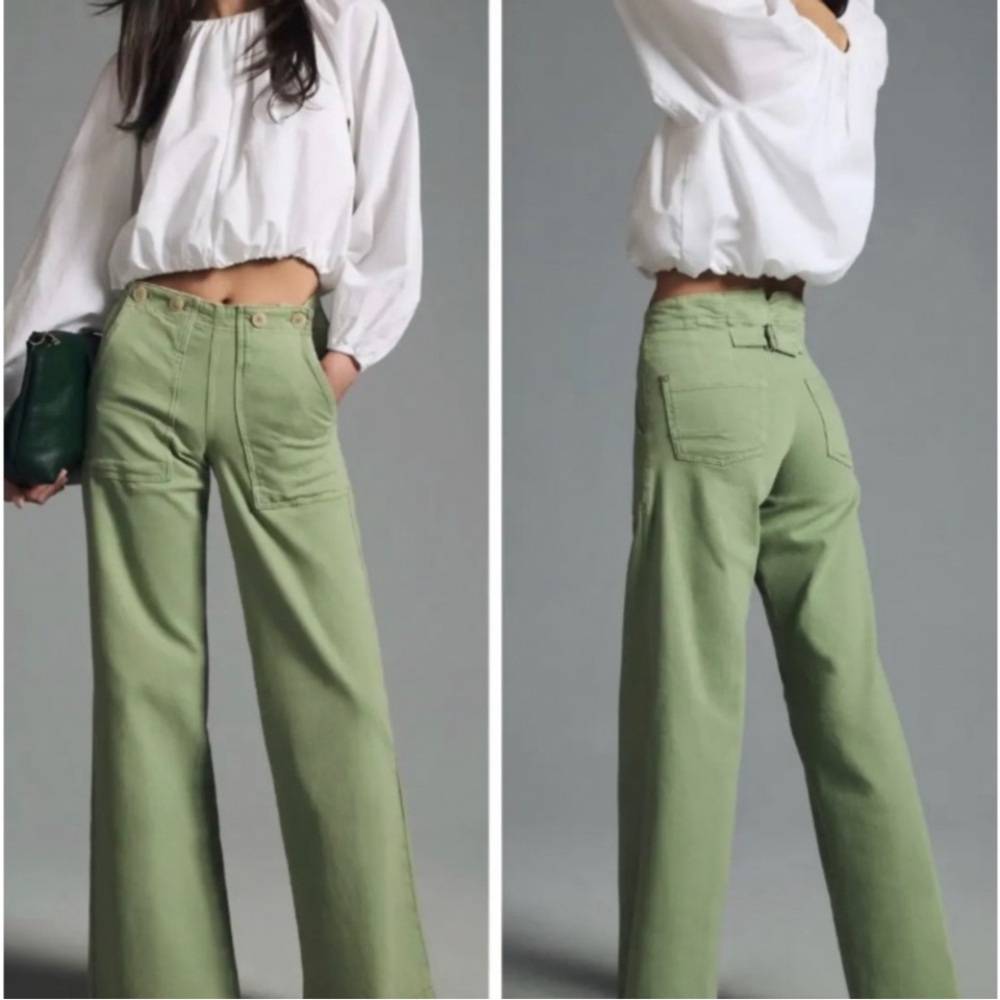 Pilcro Green Flare & Wide Leg Jeans
